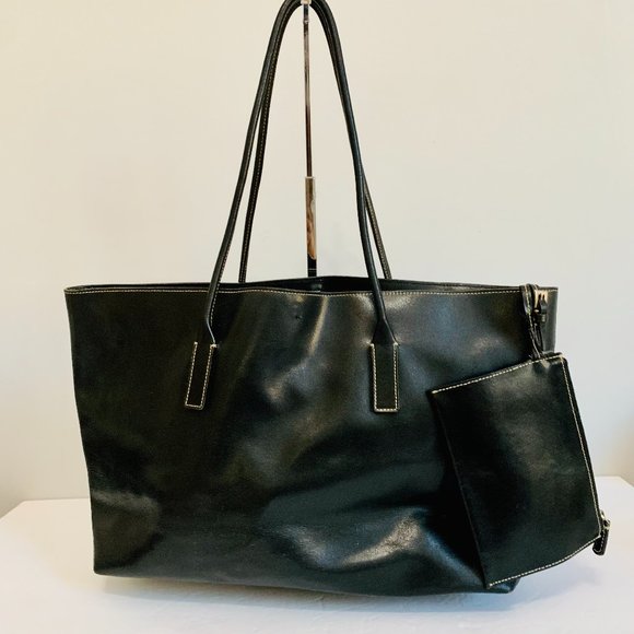 PRADA LEATHER TOTE AND POUCH SET VINTAGE MADE IN ITALY - Picture 1 of 15